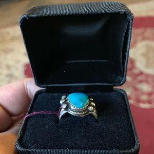 Sterling blue/turquoise diamond